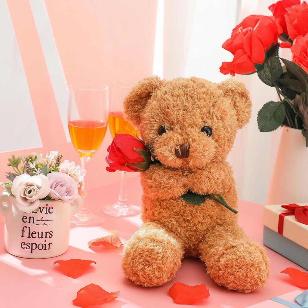 Huggable Rose Bear Plush Toy for Cherished Moments