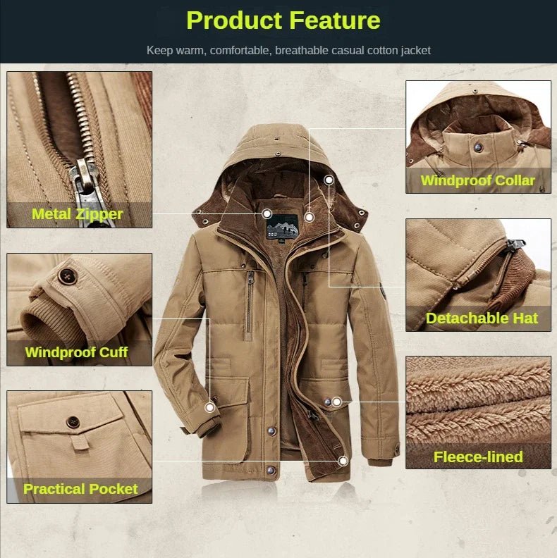 EcoGuard Thermal Men's Winter Coat with Waterproof Features