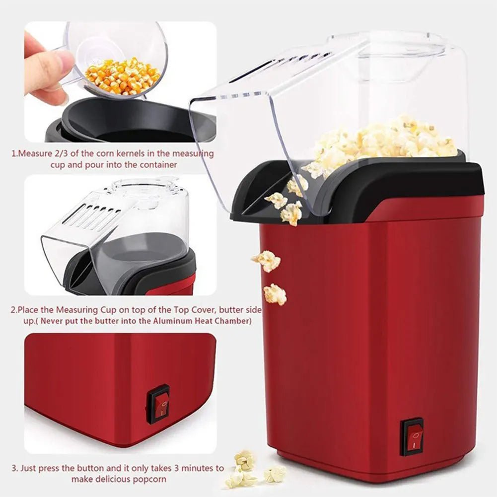QuickPop Mini Hot Air Popcorn Maker for Guilt-Free Treats