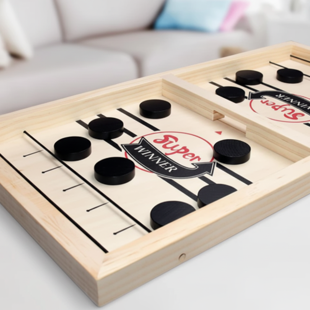 Travel-Ready Wooden Puck Challenge Game for Family Fun