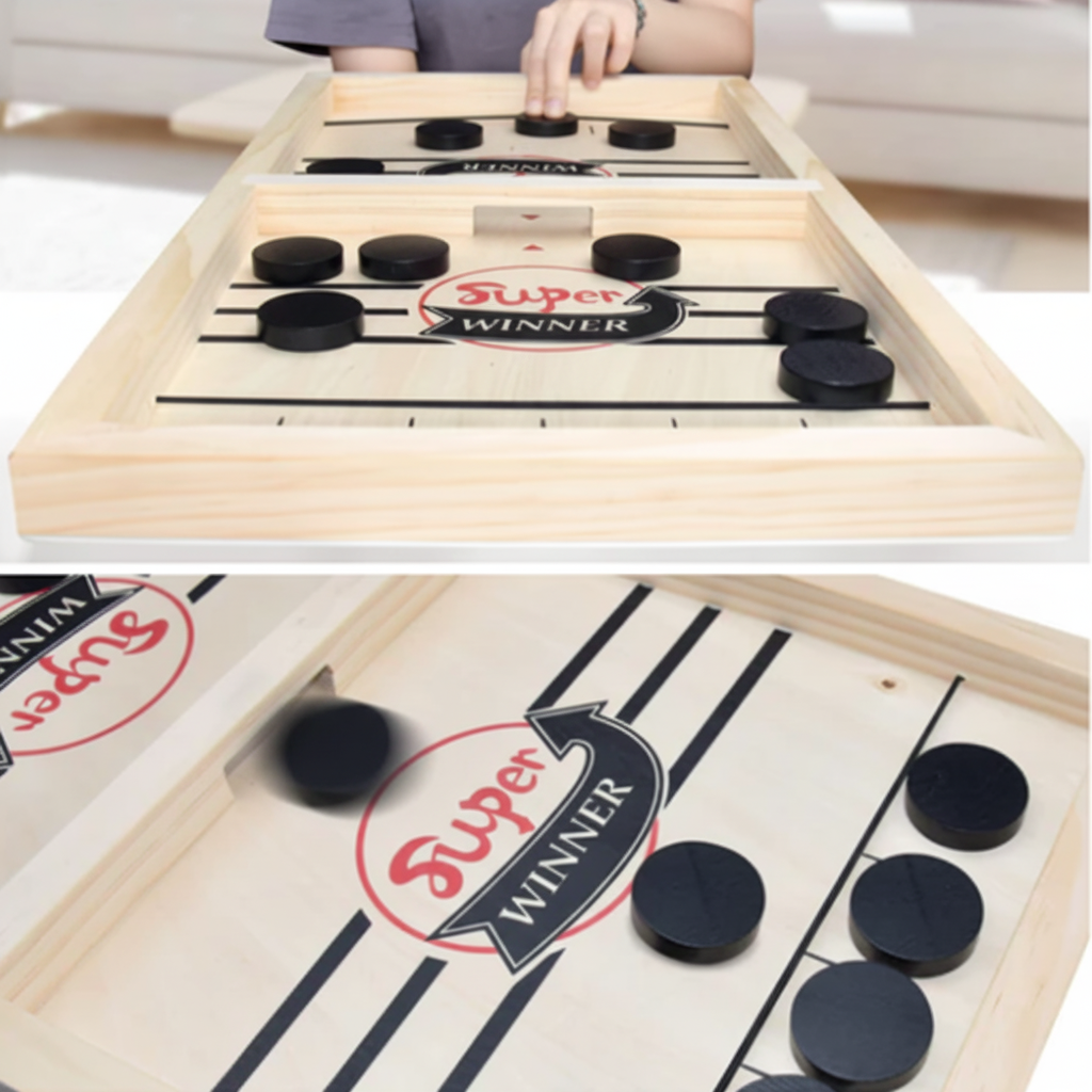 Travel-Ready Wooden Puck Challenge Game for Family Fun