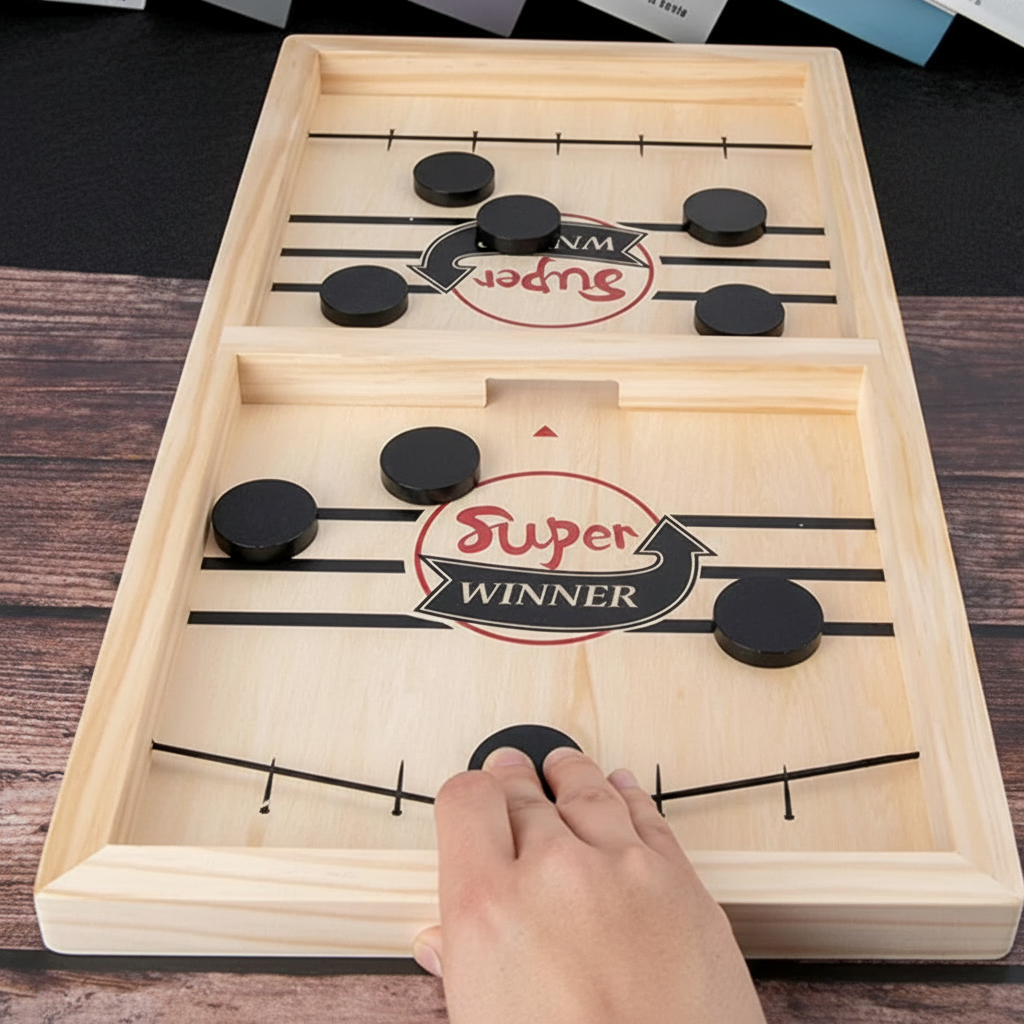 Travel-Ready Wooden Puck Challenge Game for Family Fun