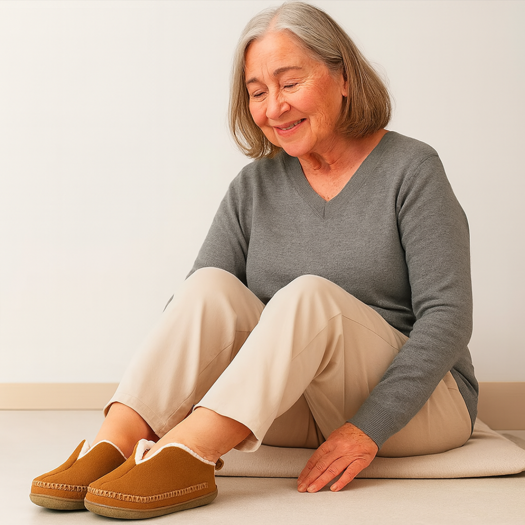 Non-Slip Fleece Slippers for Seniors with V-Neck Design