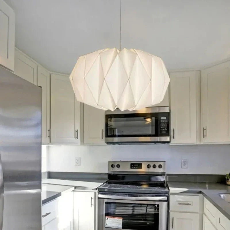 Modern Paper Lantern – Origami Foldable Hanging Lamp for Living Room & Bedroom | Minimalist, Scandinavian Design Light