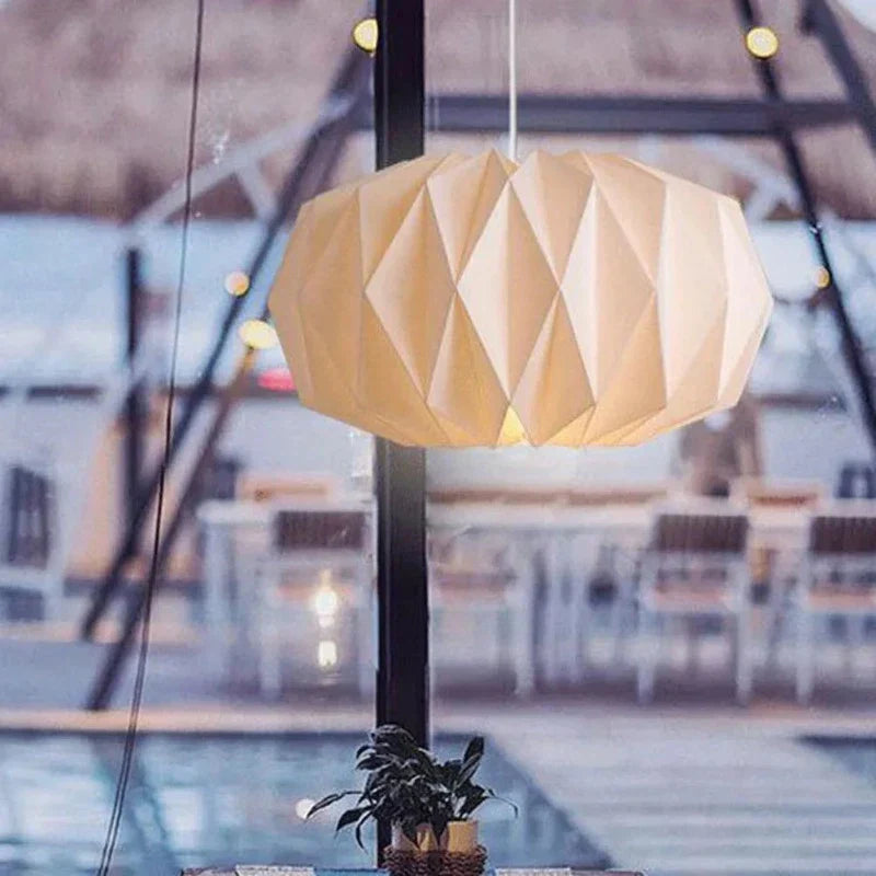 Modern Paper Lantern – Origami Foldable Hanging Lamp for Living Room & Bedroom | Minimalist, Scandinavian Design Light
