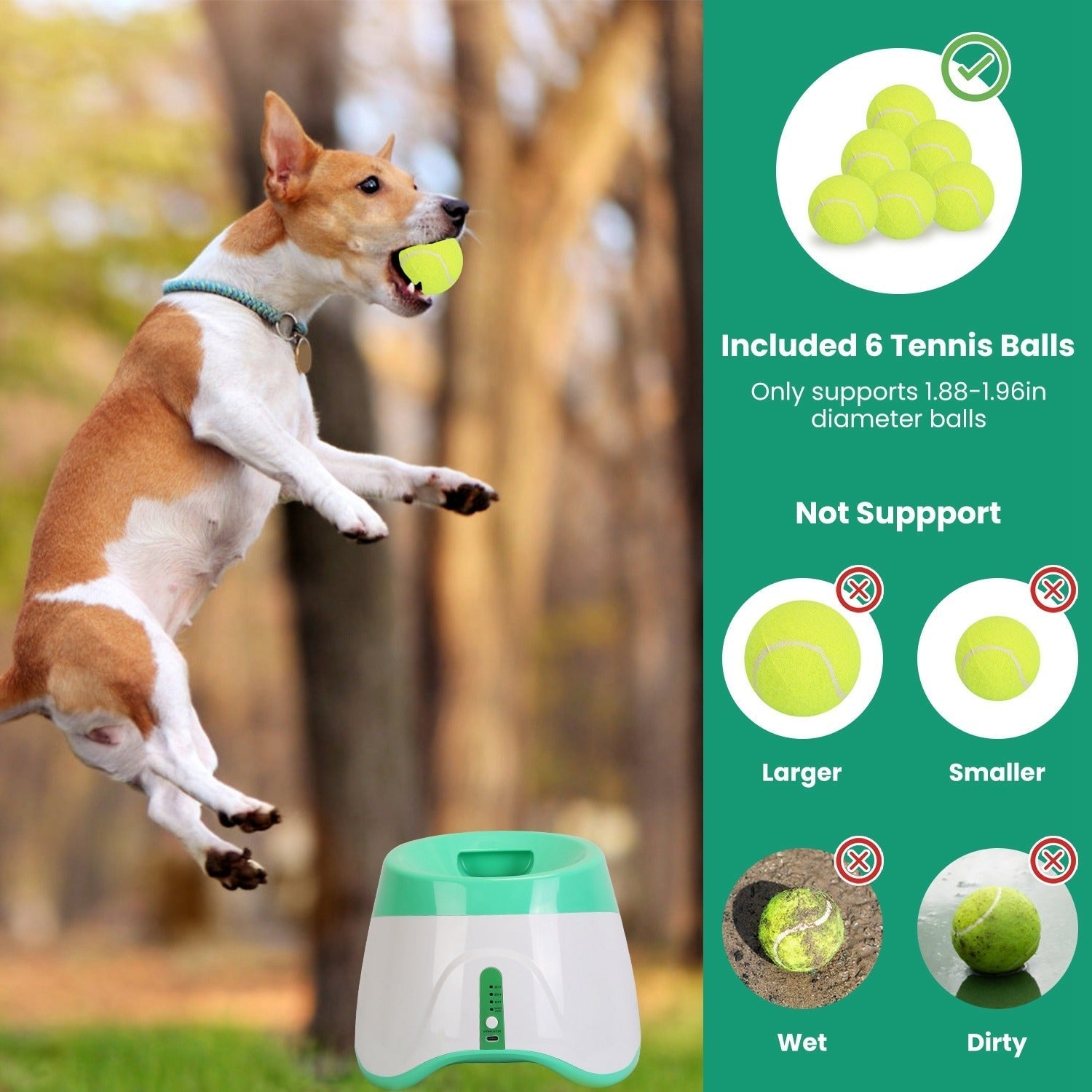 Dog Ball Launcher with Automatic Function | 3 Distance Options | Infrared Safety | 5-Hour Battery Life | Comes with 6 Balls