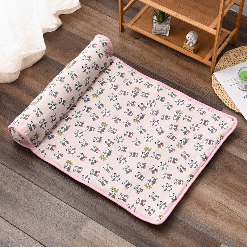 Self-Cooling Pet Bed with Plush Cushion - Breathable Summer Comfort