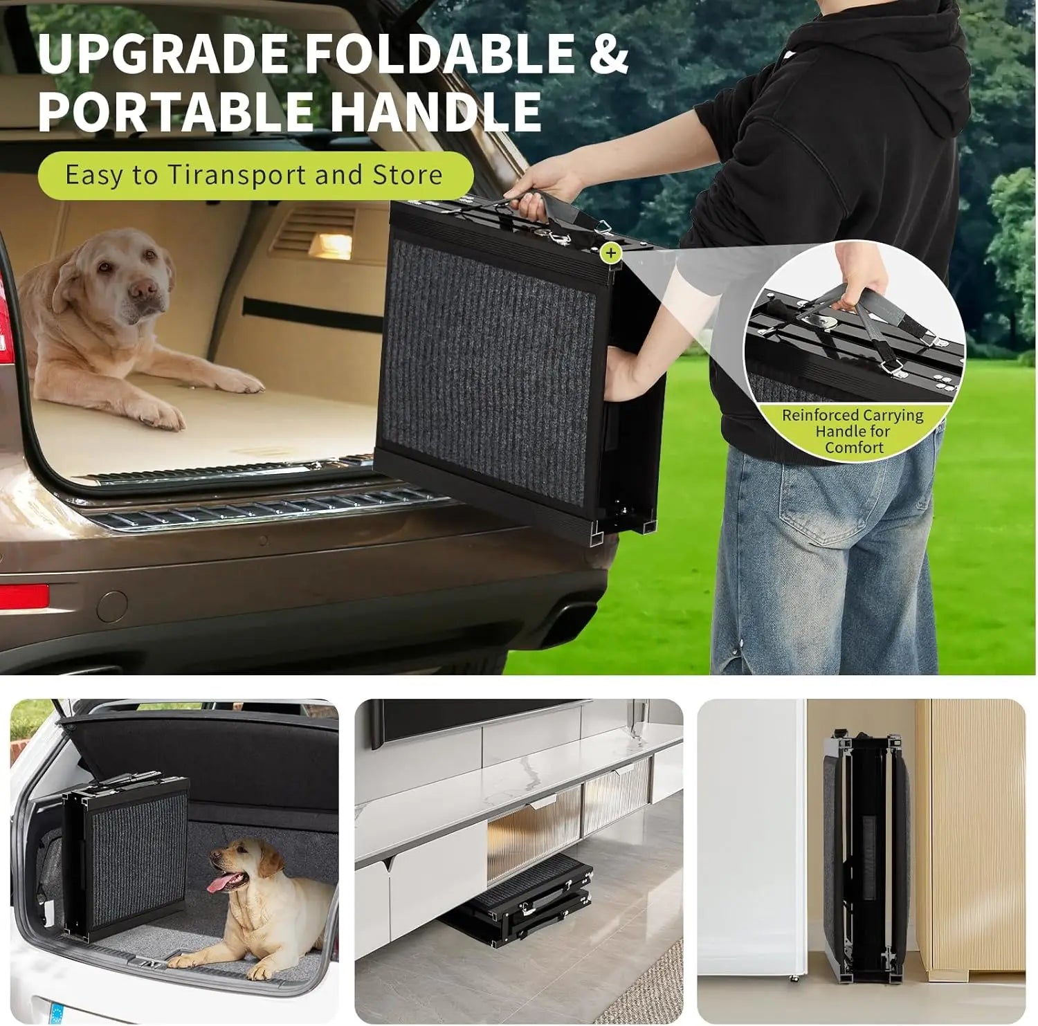 Dog Ramp for Vehicles | Foldable Quad Design with Non-Slip Surface for Large Breeds