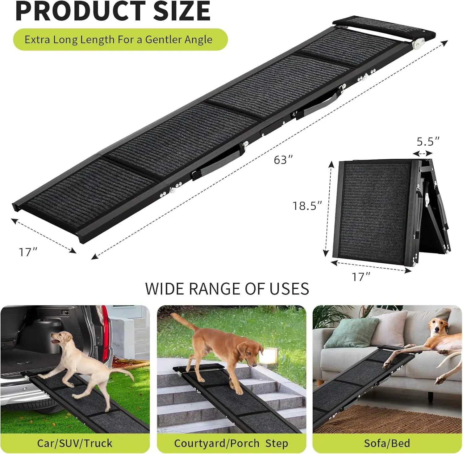 Dog Ramp for Vehicles | Foldable Quad Design with Non-Slip Surface for Large Breeds