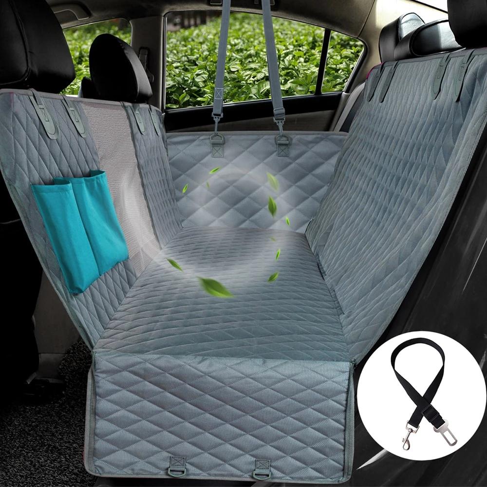 Dog Car Seat Cover for Pets – Eco-Friendly Design with Safety Clips & Mesh Center