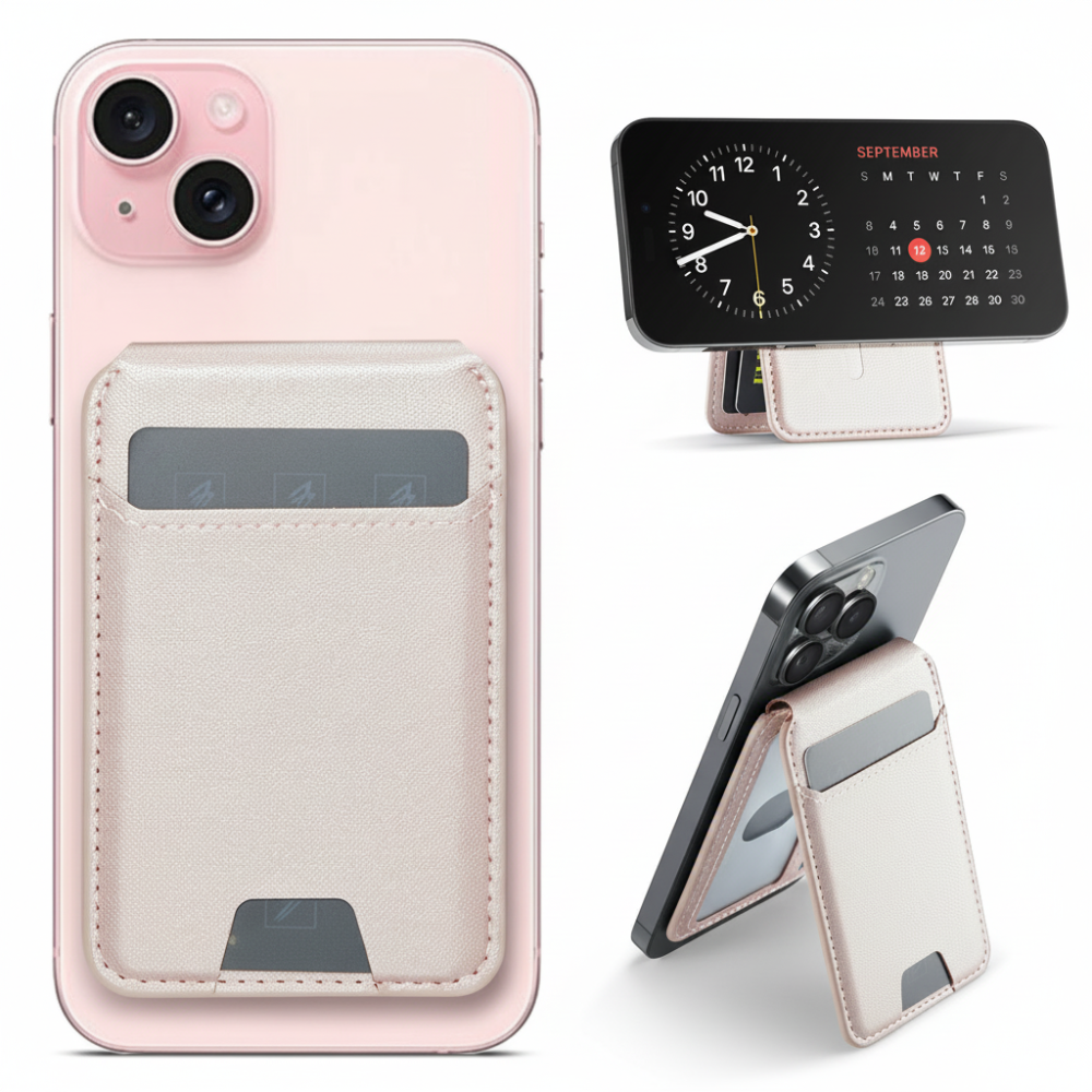 Slim Magnetic Card Holder with Adjustable Stand and Tracker