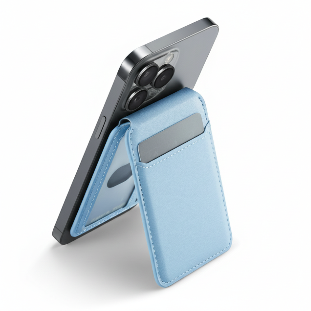 Slim Magnetic Card Holder with Adjustable Stand and Tracker