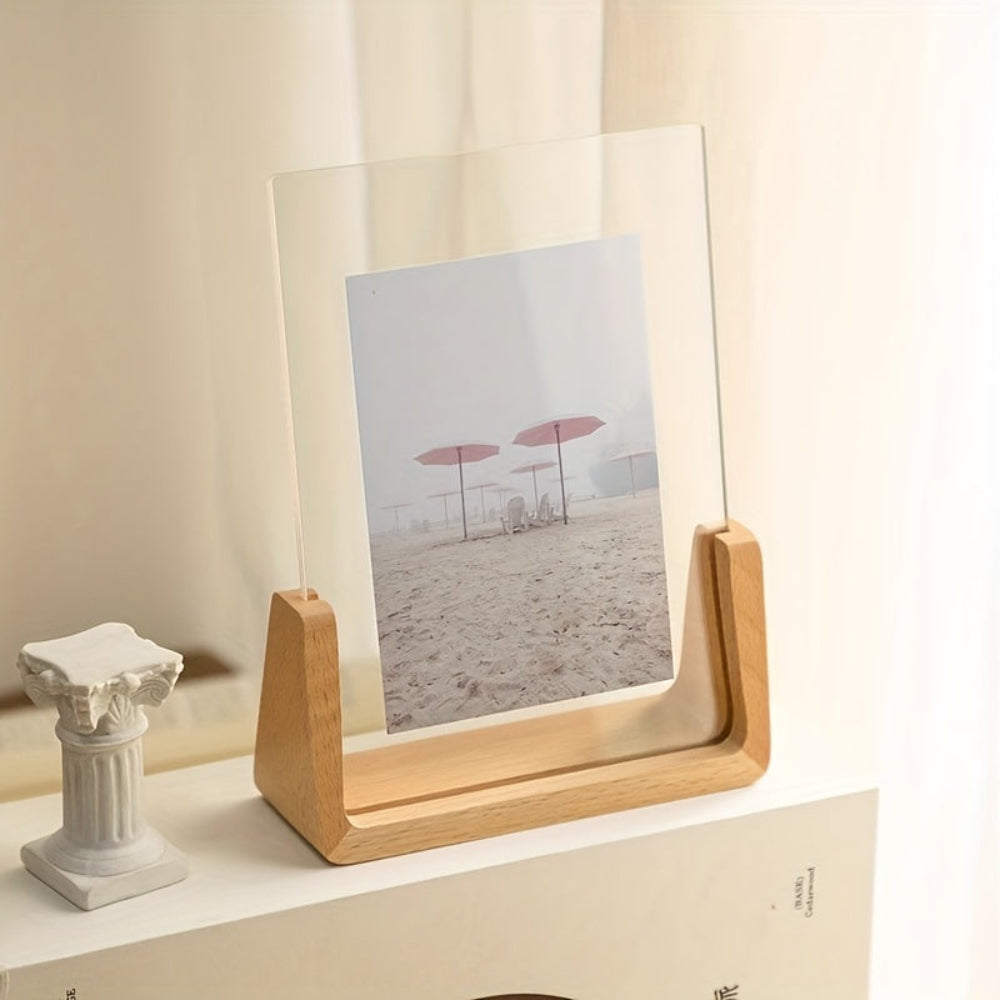 Elegant Acrylic Frame with Sturdy Wooden Base