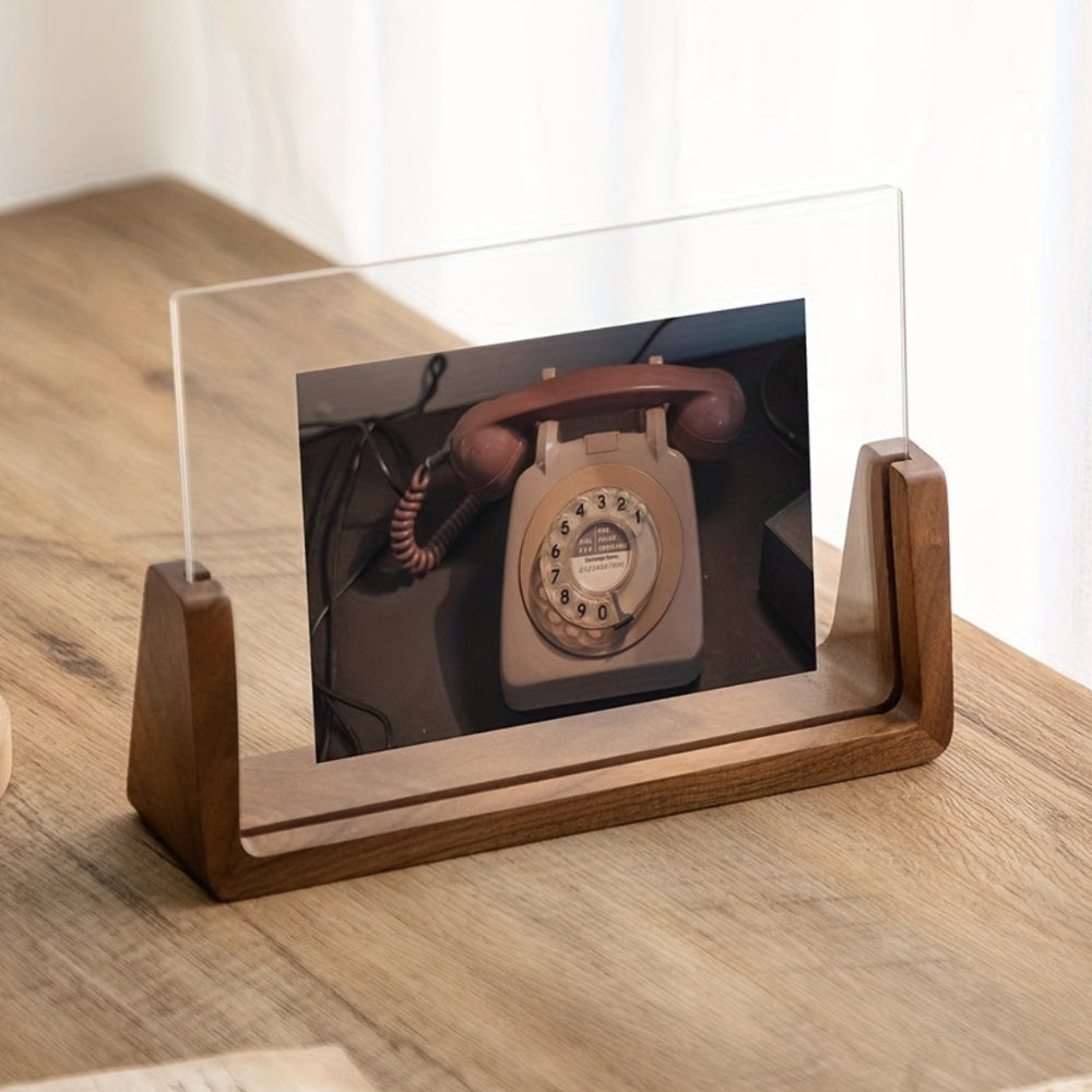 Elegant Acrylic Frame with Sturdy Wooden Base