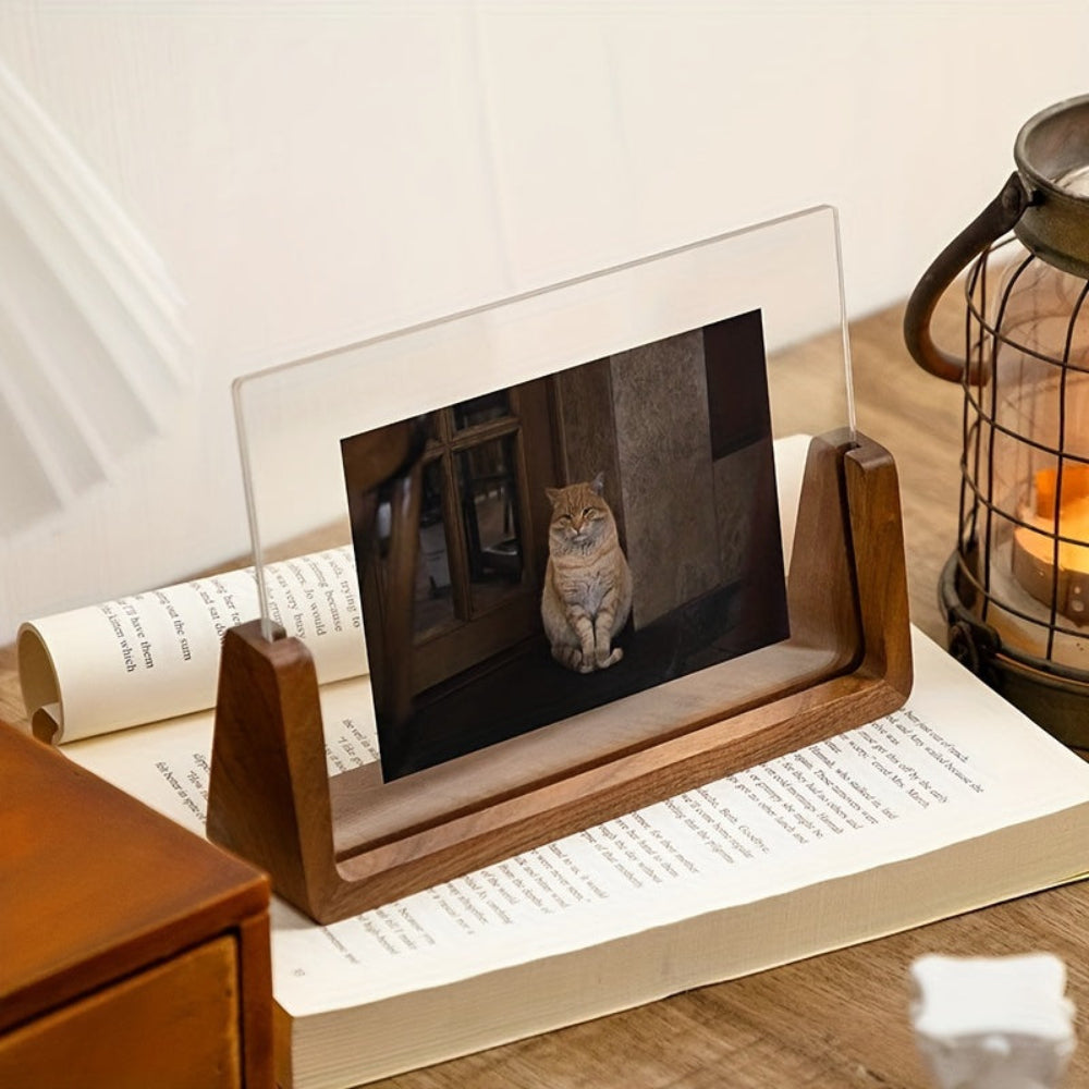 Elegant Acrylic Frame with Sturdy Wooden Base