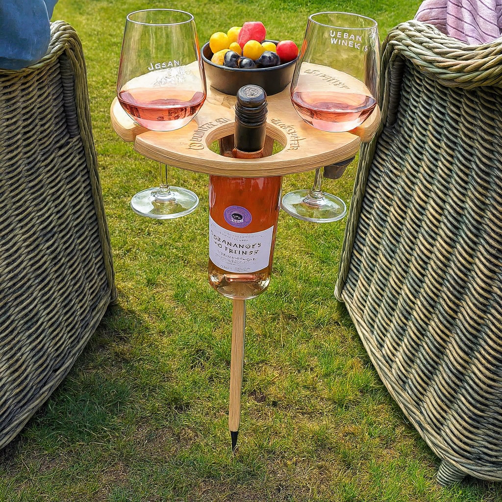 Compact Outdoor Wine Stand with Snack Tray