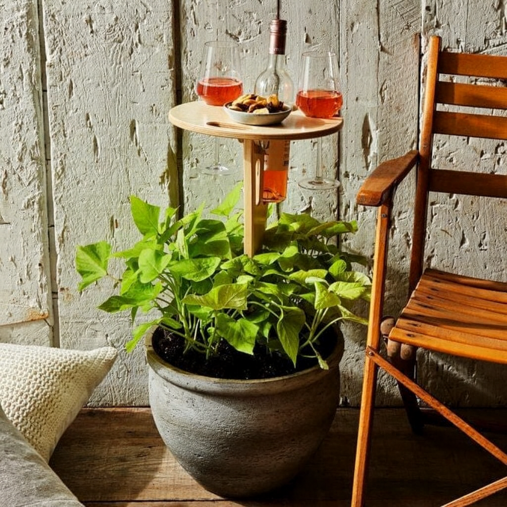 Compact Outdoor Wine Stand with Snack Tray