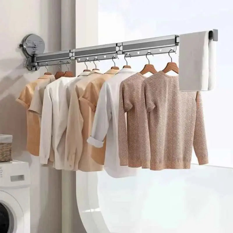 Space-Saving Wall-Mounted Drying Rack – No Drilling Needed