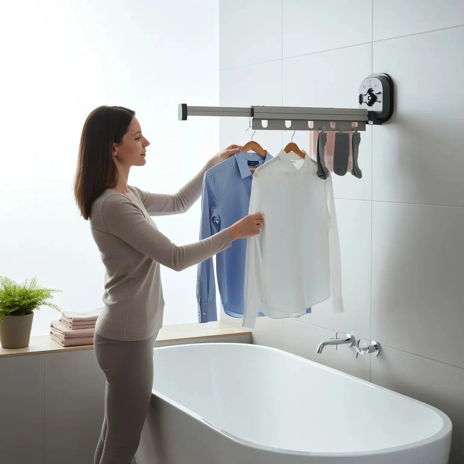Space-Saving Wall-Mounted Drying Rack – No Drilling Needed