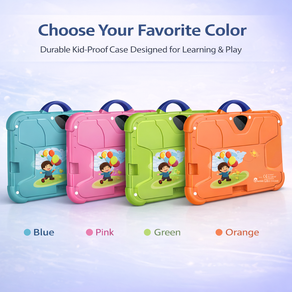 Android 13 Kids Tablet with Quad-Core, 4GB RAM, 64GB Storage & Shockproof Case