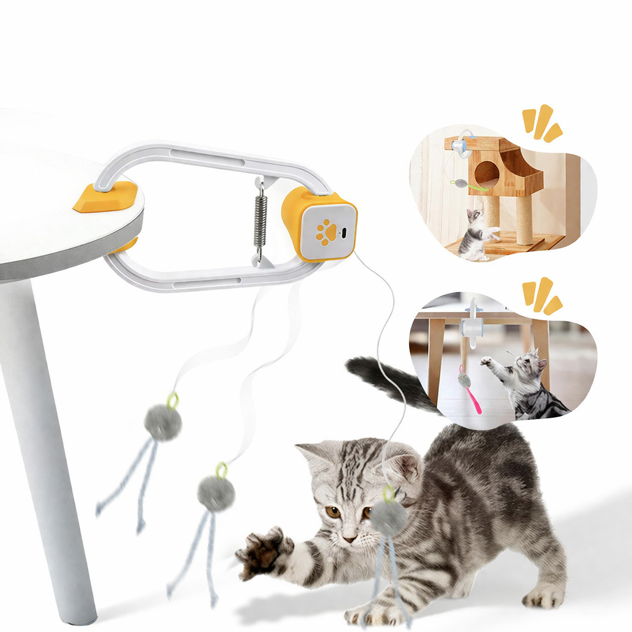 Rechargeable Interactive Cat Play Toy with Plush Mice