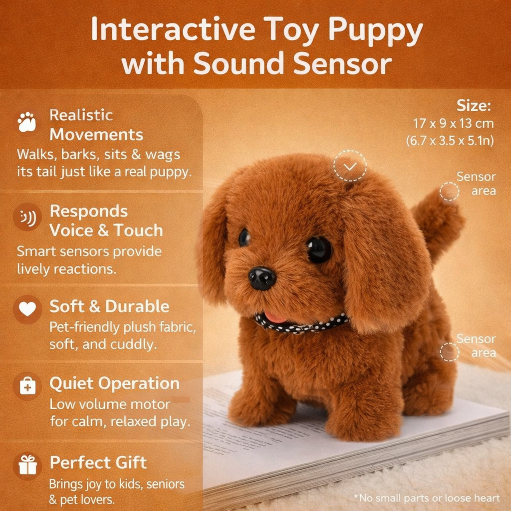 Interactive Cuddly Puppy Toy with Sounds for Endless Fun