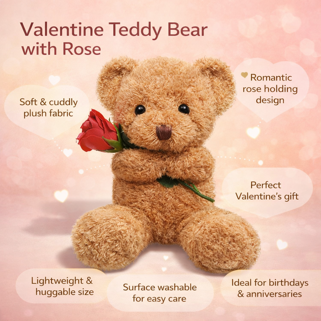Huggable Rose Bear Plush Toy for Cherished Moments