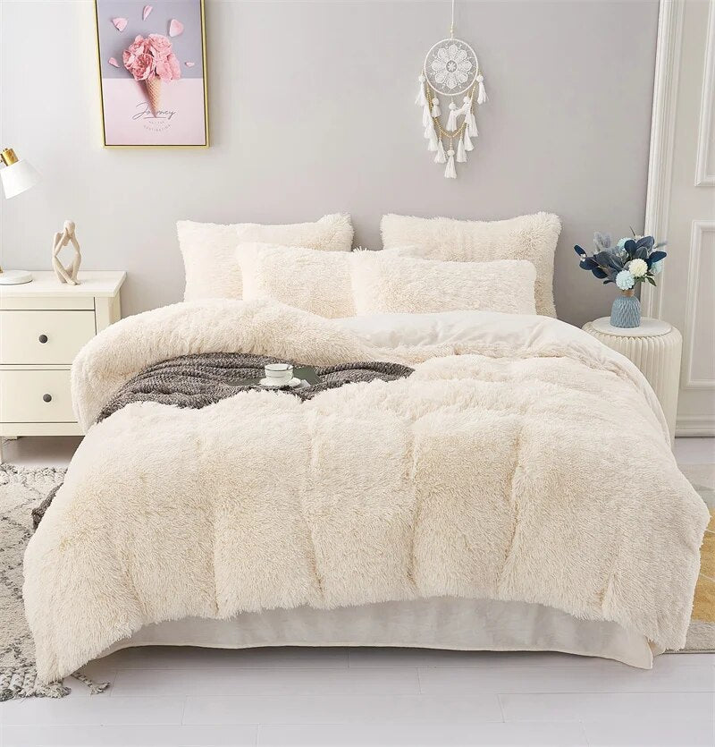 Velvet Fleece Backed Plush Duvet Cover Set for All-Season Comfort