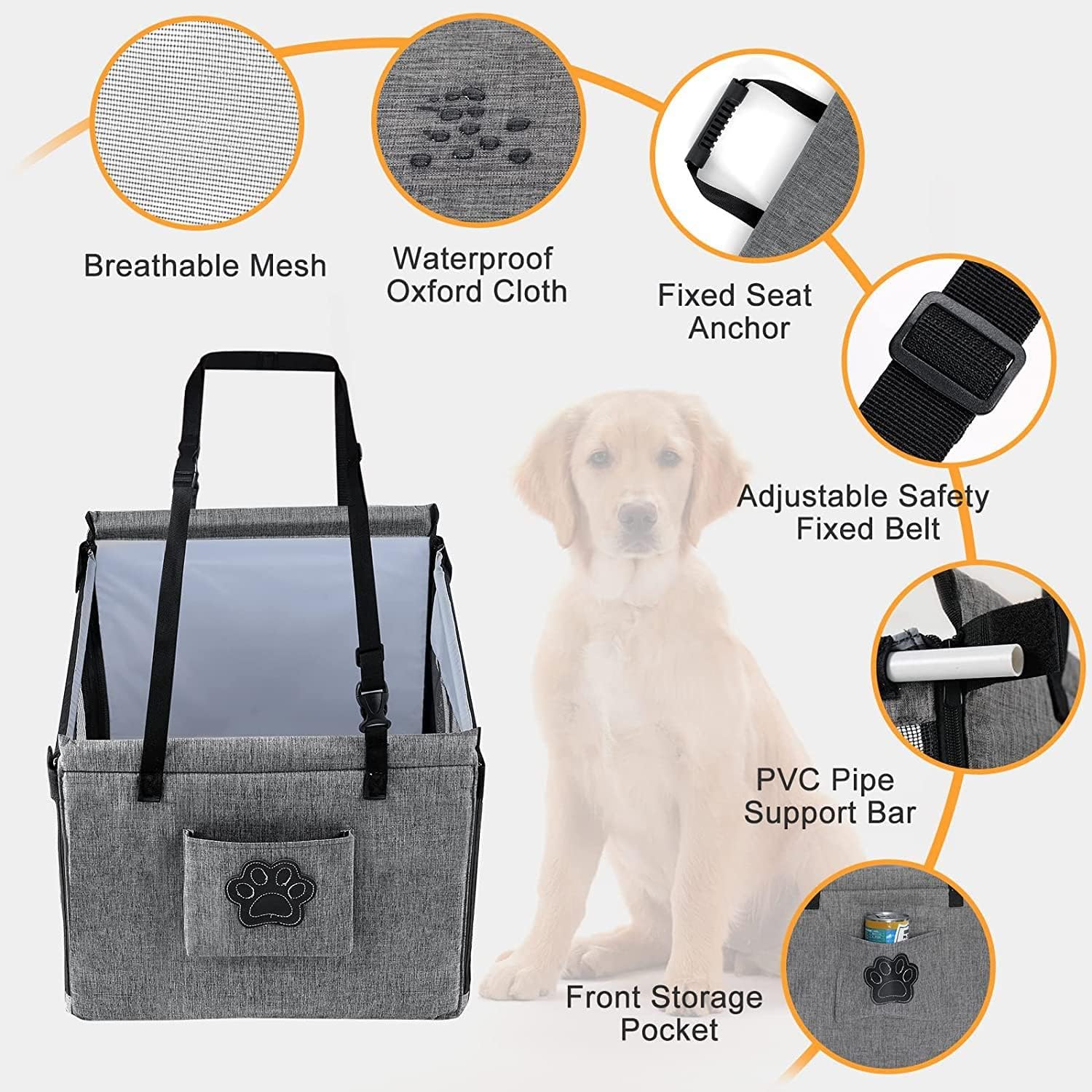 Portable Car Seat for Dogs and Cats – Waterproof and Spacious Design