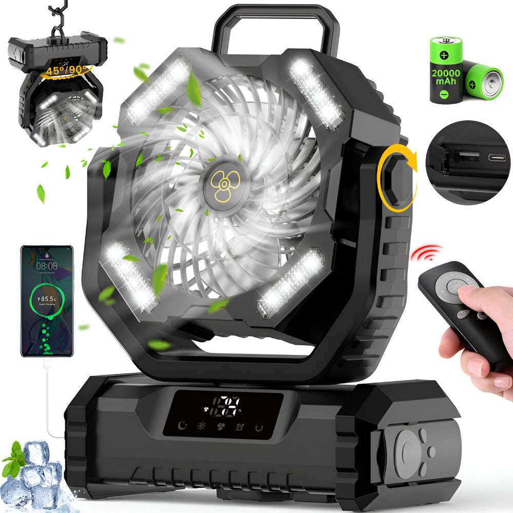 Versatile Rechargeable Fan with Oscillation & Remote Control