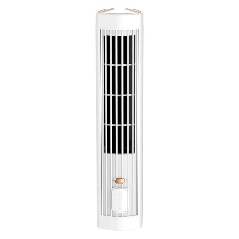 Bladeless Tower Fan with USB Rechargeable Battery – Compact Air Conditioner for Home and Office