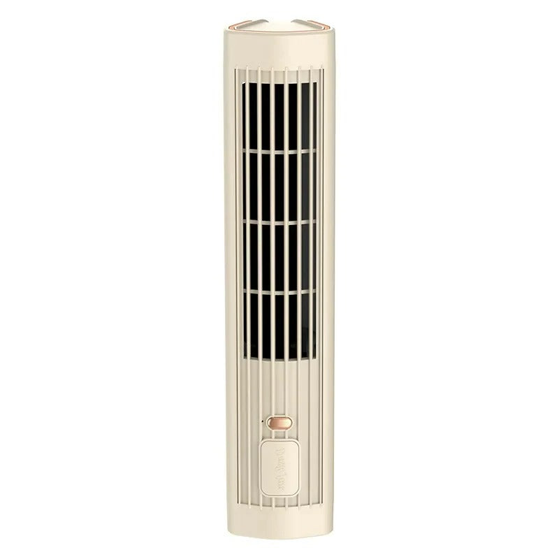 Bladeless Tower Fan with USB Rechargeable Battery – Compact Air Conditioner for Home and Office