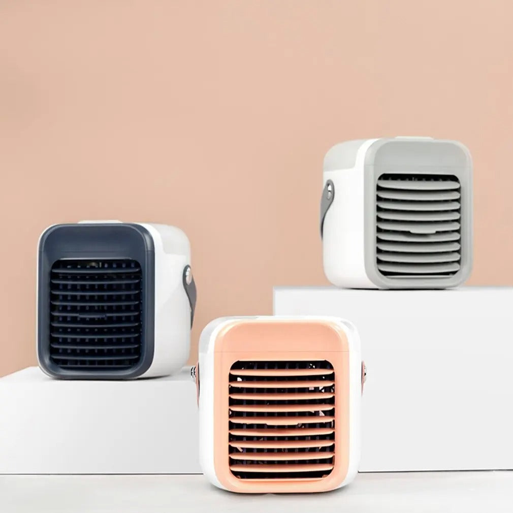 Compact USB Rechargeable Air Cooler Fan – 3-in-1 Cooling, Fan & Humidifier