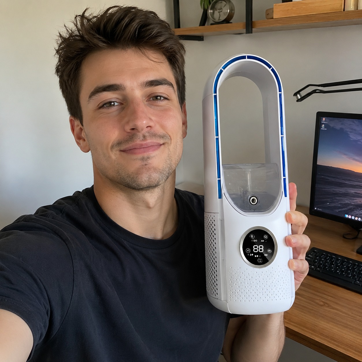 Bladeless Cooling Fan with Remote – Portable Air Conditioner for Quiet Use
