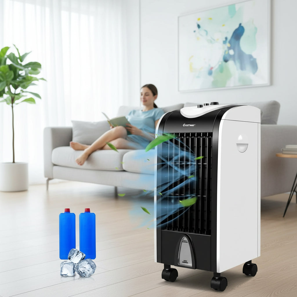 Compact 3-in-1 Evaporative Air Cooler with Refillable Tank for Home and Office