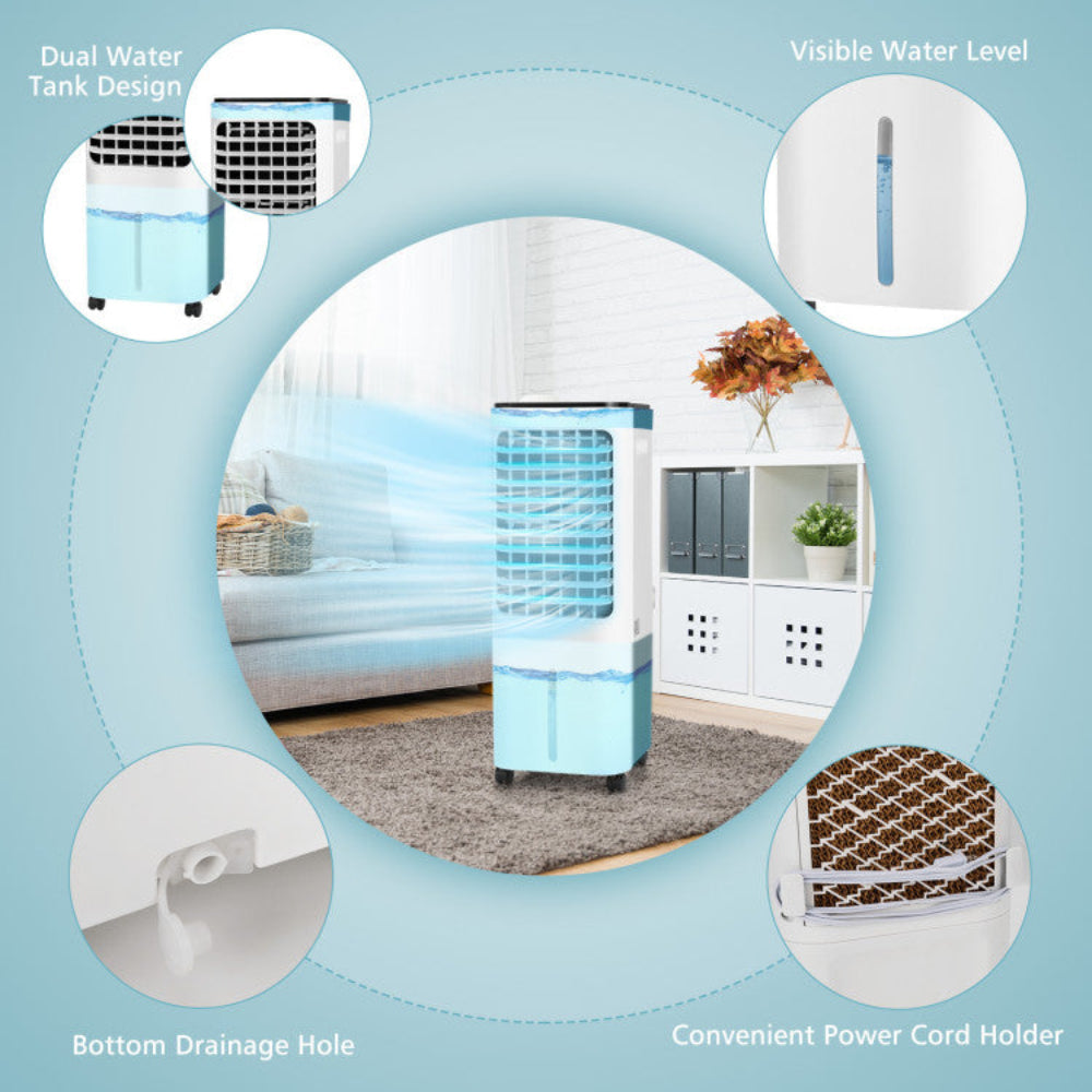 4-in-1 Evaporative Cooler with 12L Water Reservoir – Adjustable Airflow for Home