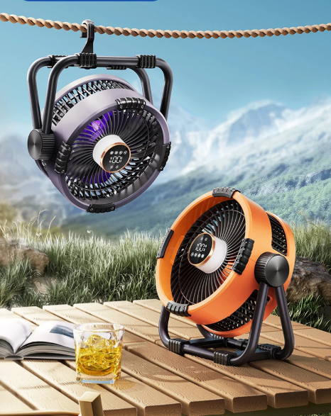 Rechargeable Camping Fan with LED Light and 20,000mAh Power Bank