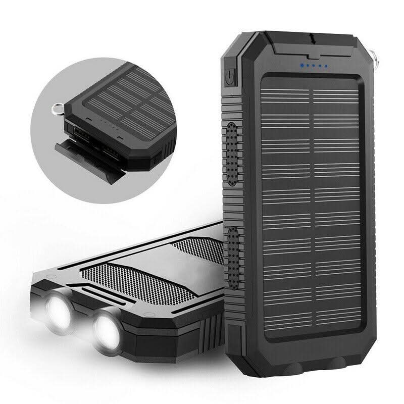 Waterproof Solar Power Bank with 30000mAh Capacity and Dual USB Outputs