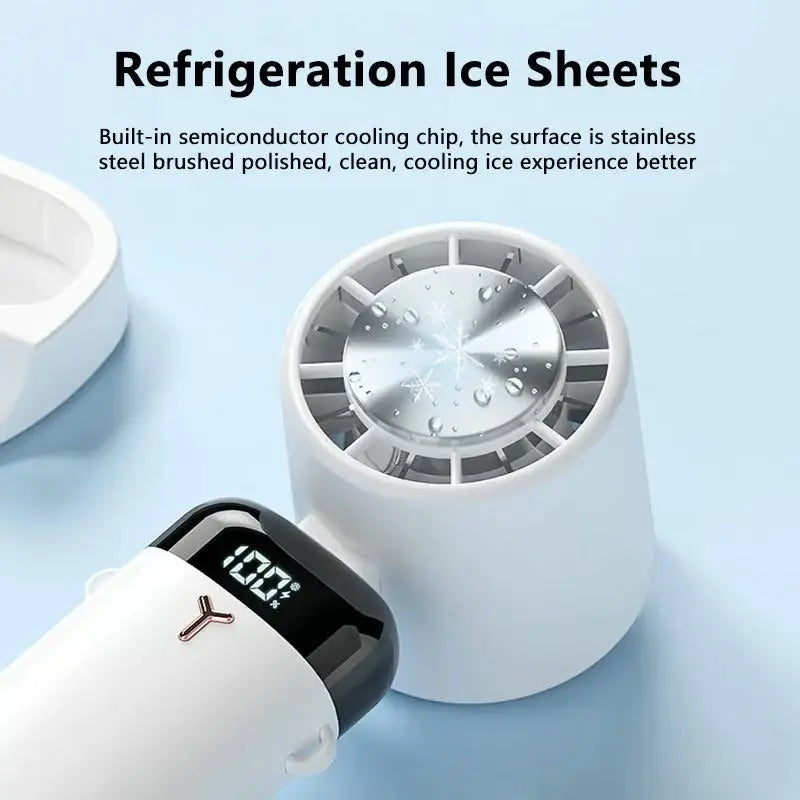 Compact Electric Fan with Ice Compression and 3 Speed Options for Cooling