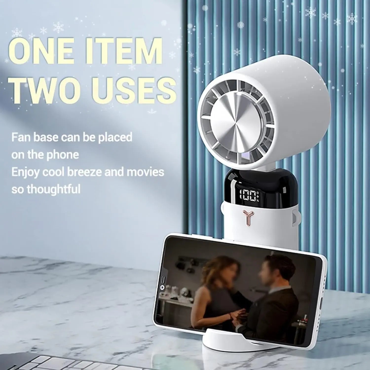 Compact Electric Fan with Ice Compression and 3 Speed Options for Cooling