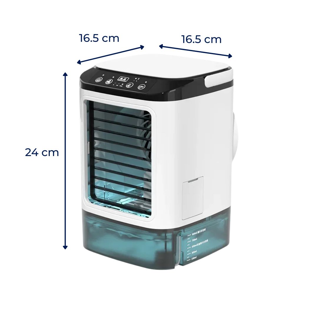 Compact 12W Cooling Fan with 900ml Water Tank – Quiet Evaporative Cooler for Small Areas