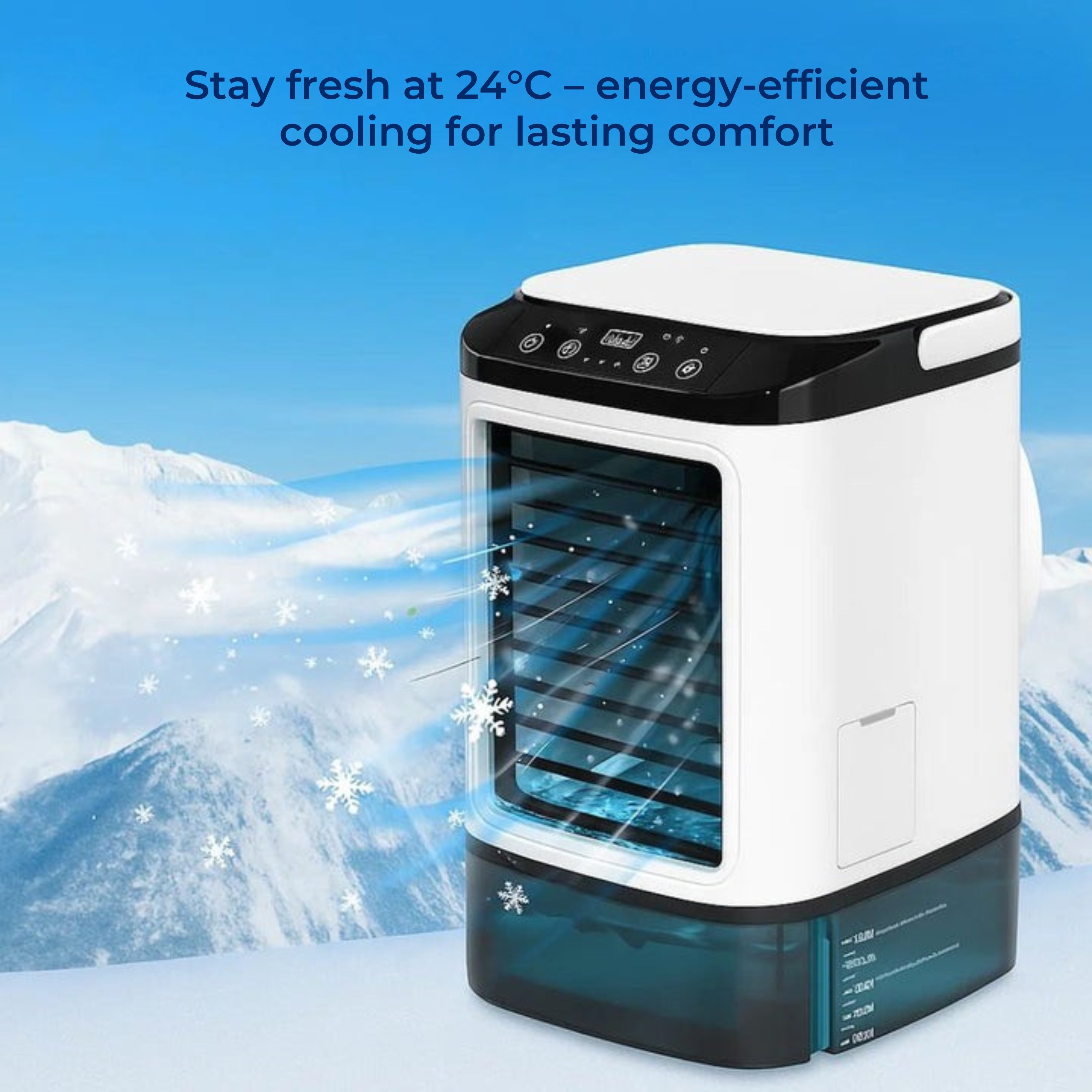 Compact 12W Cooling Fan with 900ml Water Tank – Quiet Evaporative Cooler for Small Areas
