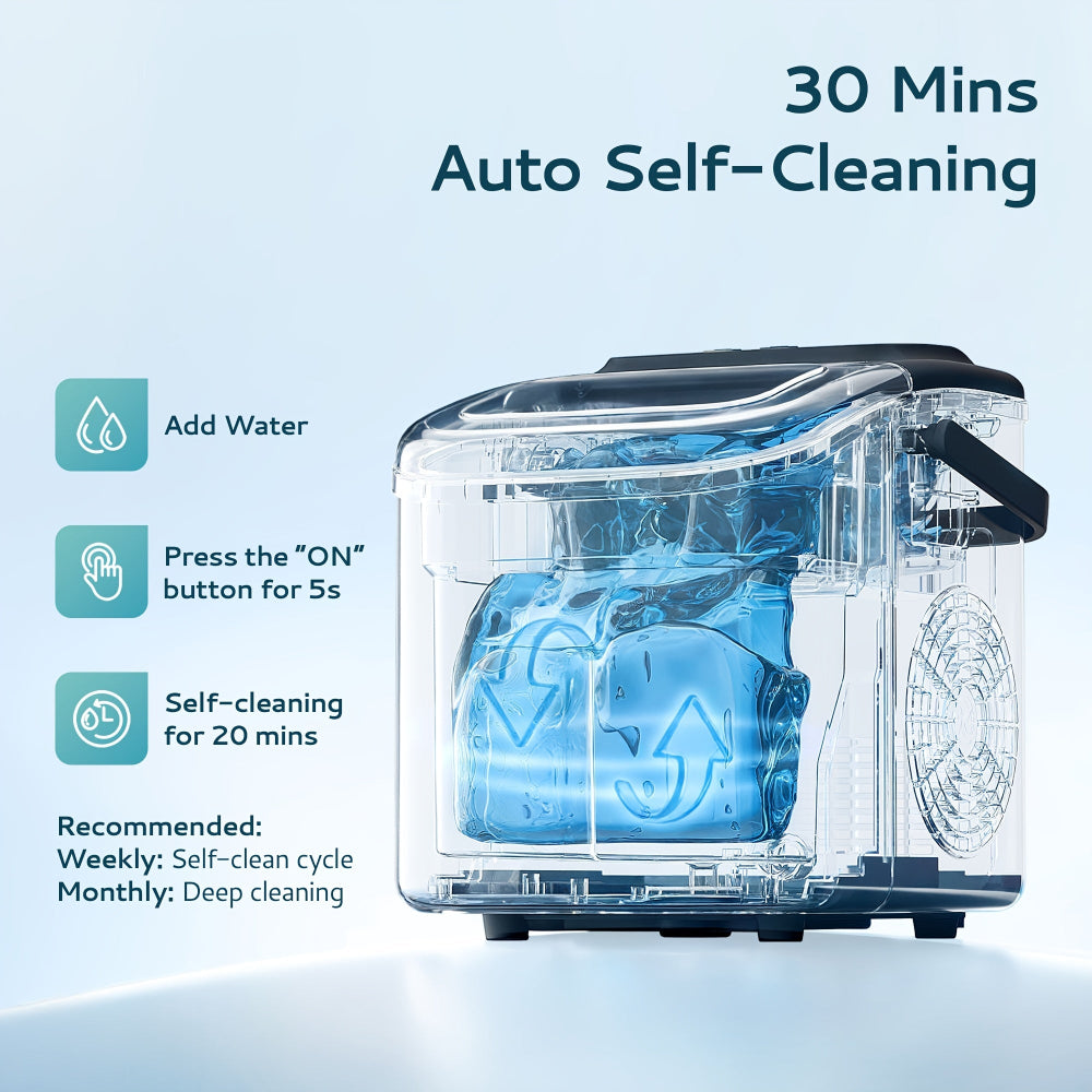 Countertop Ice Maker - Compact Portable Bullet Ice Machine for Home & Outdoors