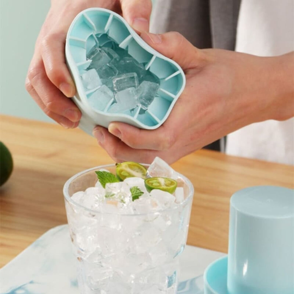 Compact Ice Cube Maker with Silicone Tray for Easy Filling – Ideal for Beverages