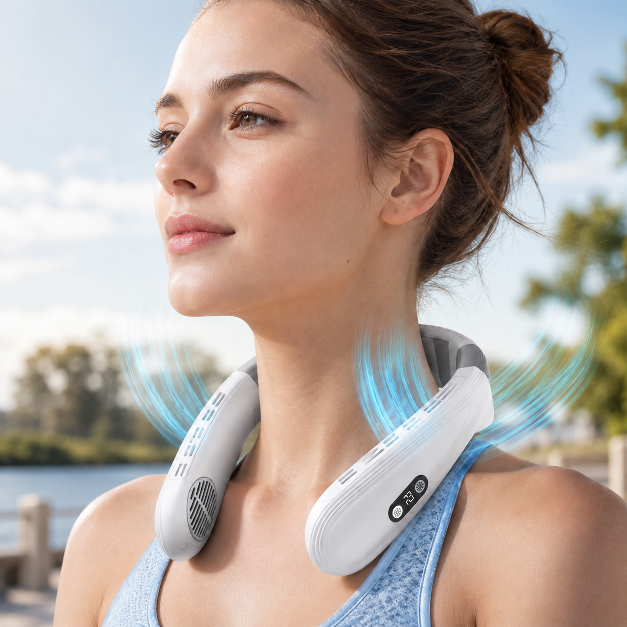 Hands-Free Wearable Cooling Fan with Adjustable Clip Design