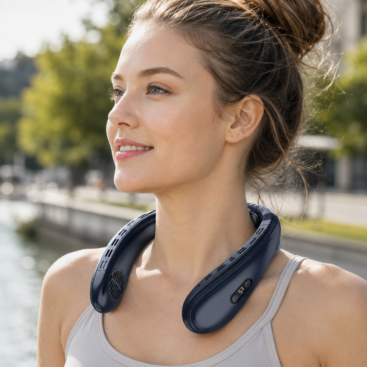 Hands-Free Wearable Cooling Fan with Adjustable Clip Design