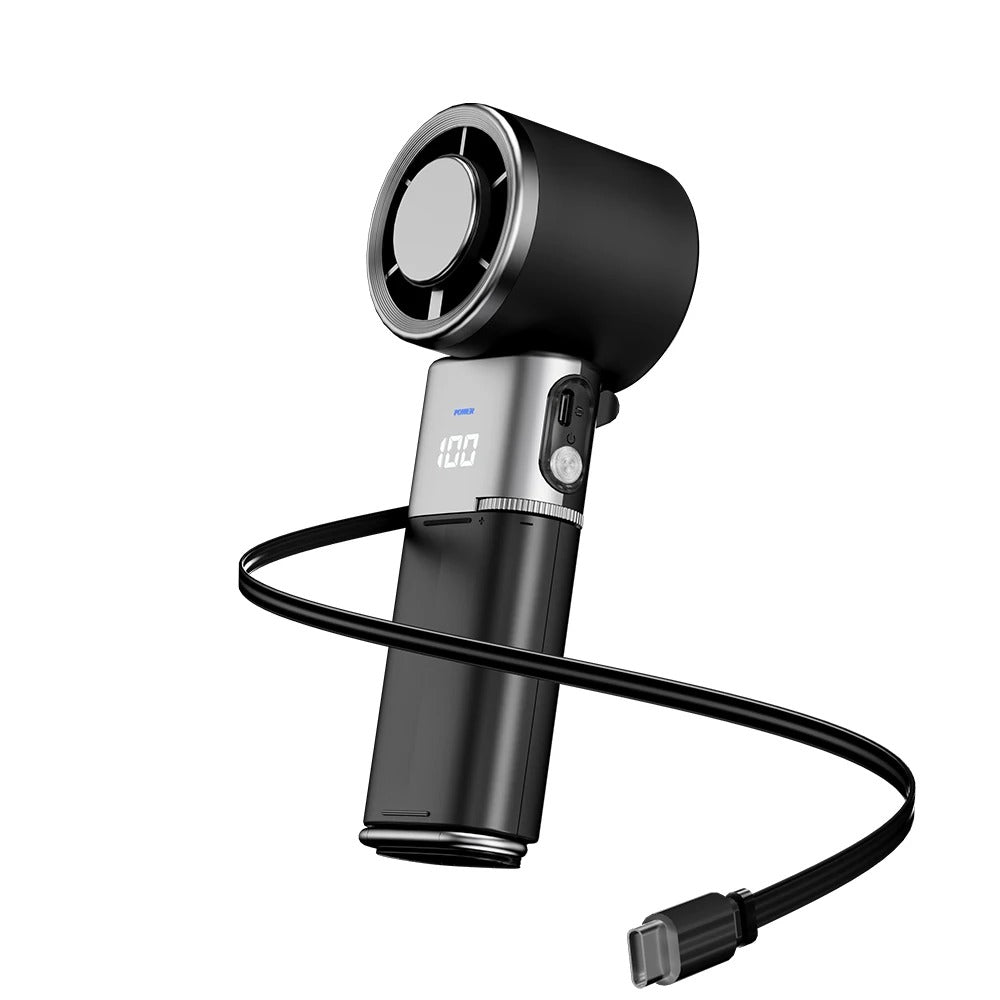 Hands-Free Neck Fan with Power Bank & Adjustable Speed for Cooling