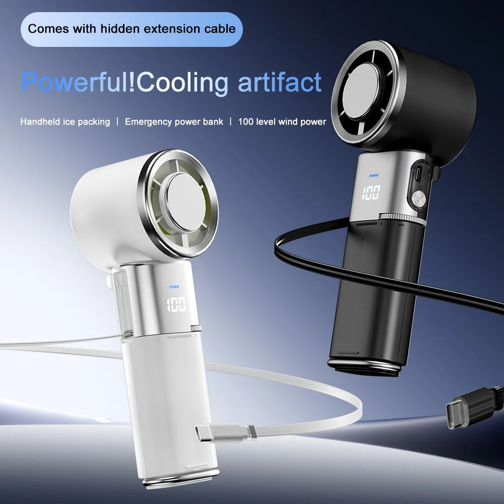 Hands-Free Neck Fan with Power Bank & Adjustable Speed for Cooling