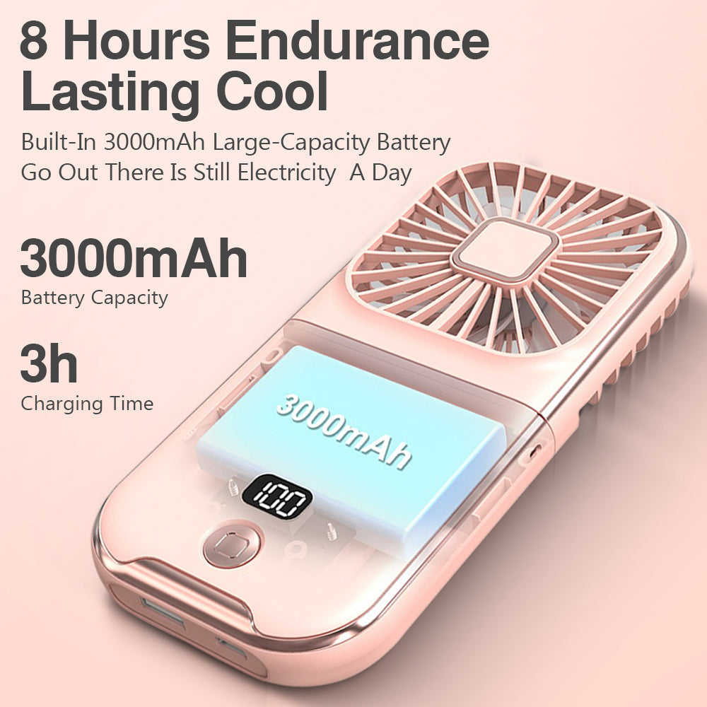 Rechargeable Battery-Powered Phone Stand with Cooling Fan for Summer Use