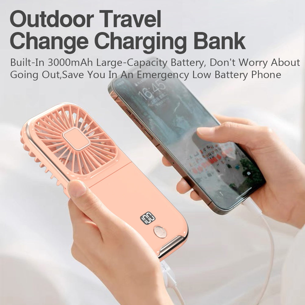 Rechargeable Battery-Powered Phone Stand with Cooling Fan for Summer Use